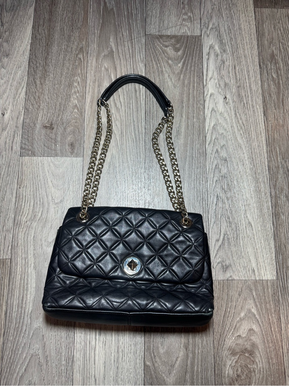 Kate Spade New York Astor Court Elena Quilted Black Leather Shoulder Bag Purse
